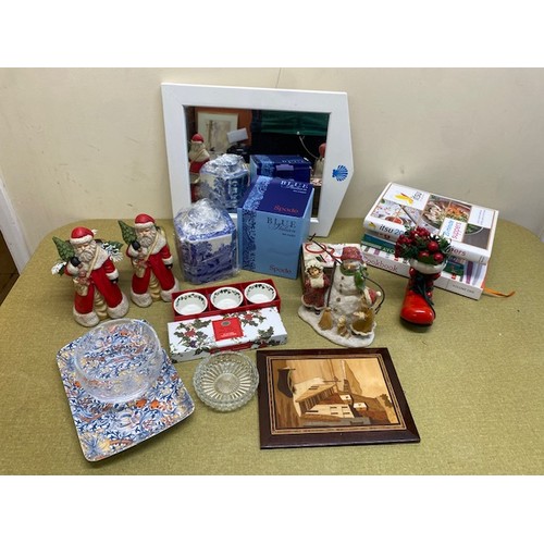 251 - Various bric-a-brac including Christmas decorations and a brand new with box Blue Spode Tea caddy - ... 