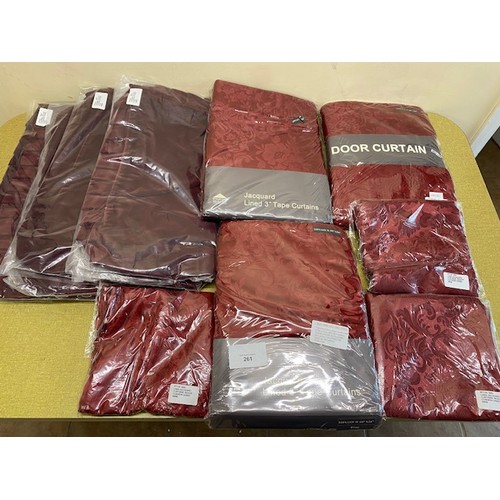 261 - Selection of red brand new pillowcases and curtains - Section S4