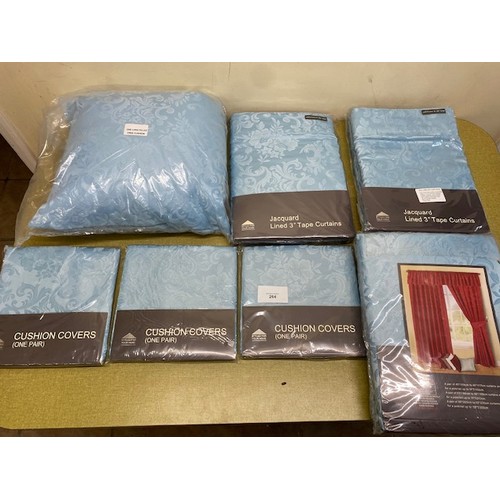 264 - Blue Cushion Covers & Curtains - Section S8