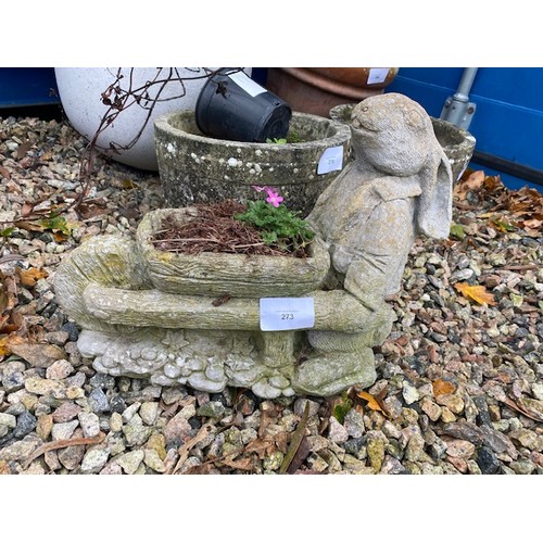 273 - Rabbit holding a wheel barrow - planter - Section OSC