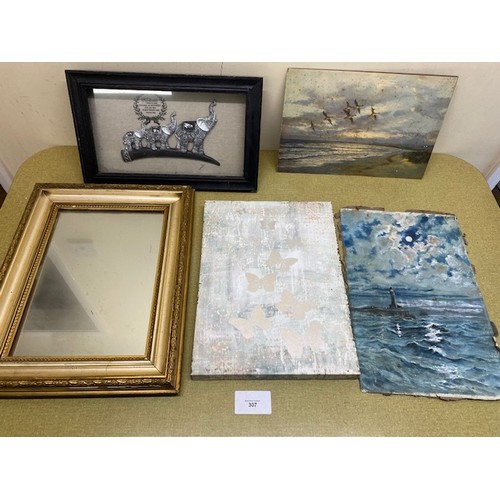 307 - Guilt Mirror and various paintings/prints - Section S10