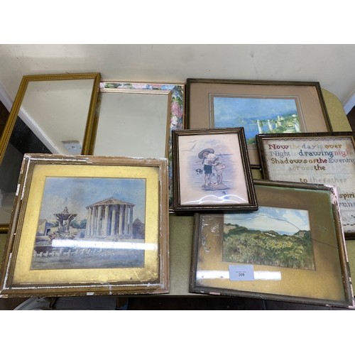 309 - Selection of vintage prints, paintings and mirrors - Section S9