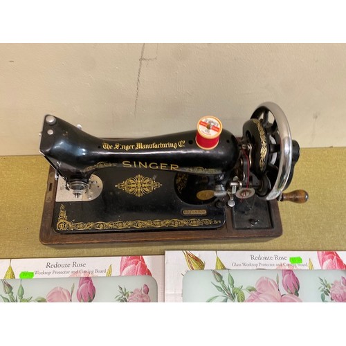 356 - Singer Sewing Machine and two cutting mats - Section S3