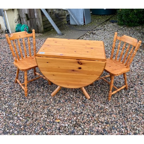 385 - Pine drop leaf table & 2 chairs - Section S12