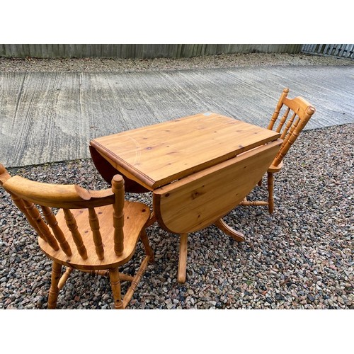 385 - Pine drop leaf table & 2 chairs - Section S12