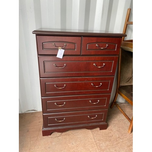 440 - Mahogany Chest with 5 drawers (The top drawer is partitioned into two) - Section S7