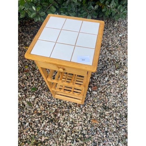 426 - Small Kitchen block with wine rack & drawer – Tiled top - Section S6