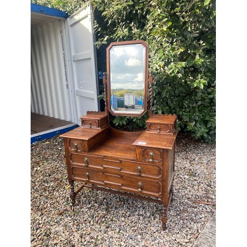 429 - Antique Oak Barley Twist Dressing table with swivel mirror- Section S10