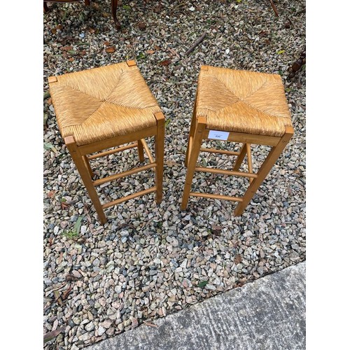 430 - 2 X Pine Stools with Wicker Seats - Section S6