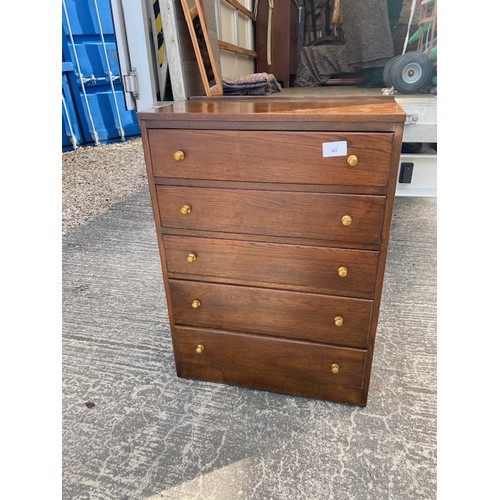 435 - Dark Wood 5 Drawer Chest of Drawers with brass knobs - Section S5