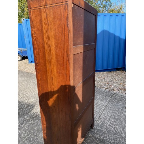 437 - Single Oak gentleman’s wardrobe with inset mirror - Section S6