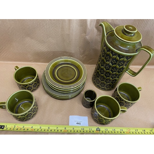 445 - Hornsea Vintage coffee set including: Coffee pot, 4 x cups, 4 x saucers & 4 x plates - Section O3