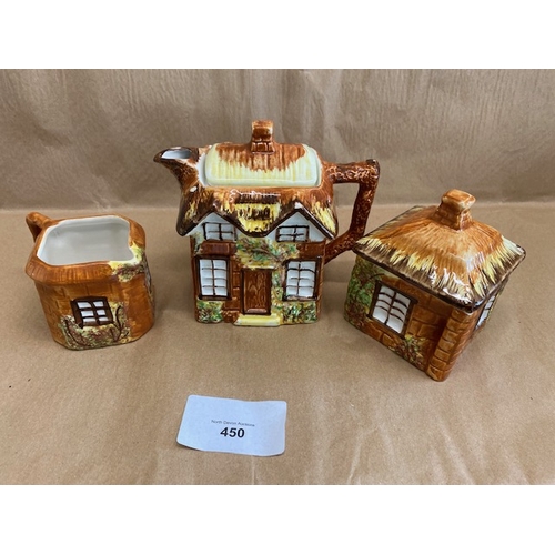 450 - Price Kensington - Cottage Ware tea pot, sugar bowl & milk jug - Section O3