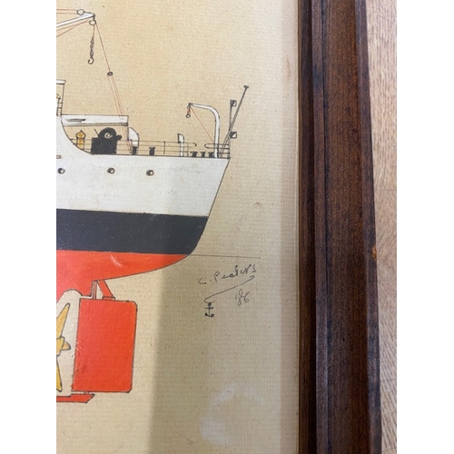 472 - Oil tanker ship Painting -Signed ‘C.Peeters’ - Section O11