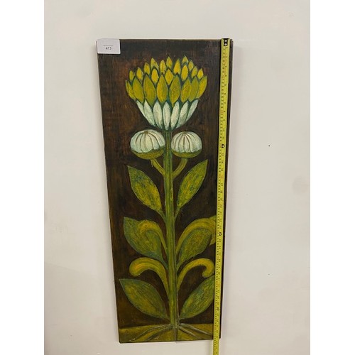 473 - Alex Portner – Stylised Artichoke 41” x 15” oil on wood - Brass Bound, 1960s. Artist known for portr... 