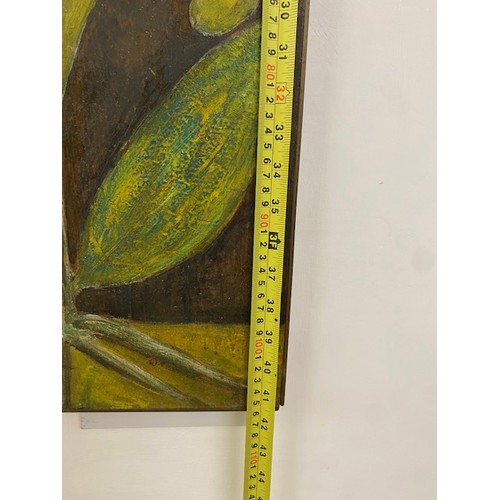 473 - Alex Portner – Stylised Artichoke 41” x 15” oil on wood - Brass Bound, 1960s. Artist known for portr... 