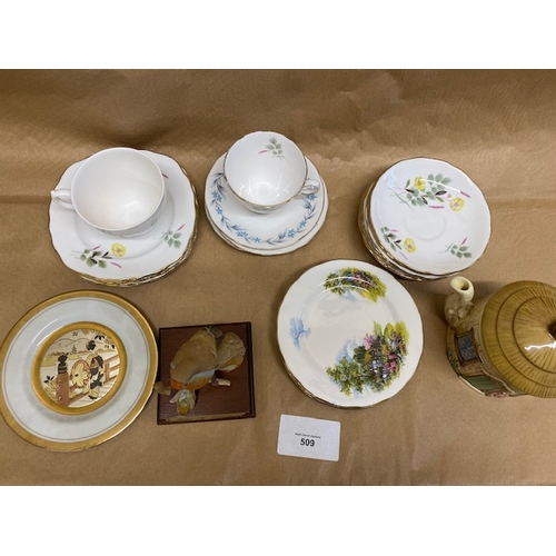 509 - Misc Cups & Saucers, Teapot & Robin- Section O7