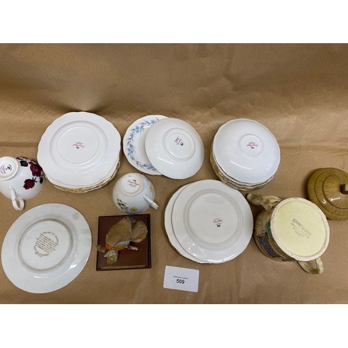 509 - Misc Cups & Saucers, Teapot & Robin- Section O7