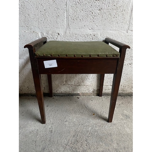 523 - Green leather topped piano Stool - Section S5