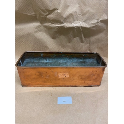 605 - Copper Planter (17” x 5.5” X 5” Approx. – Weight 1Kg)- Section O13