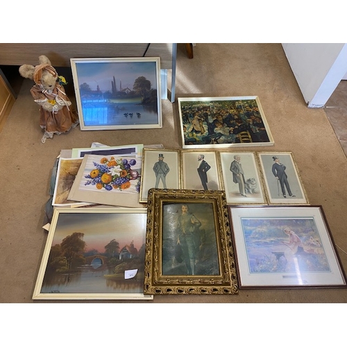 673 - Selection of prints (some unframed) & Teddy bear Door Stop - Section S4