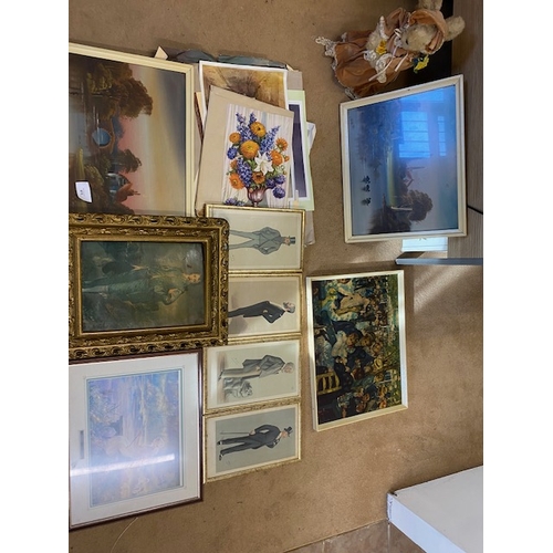 673 - Selection of prints (some unframed) & Teddy bear Door Stop - Section S4