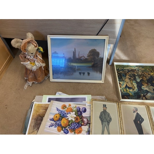 673 - Selection of prints (some unframed) & Teddy bear Door Stop - Section S4