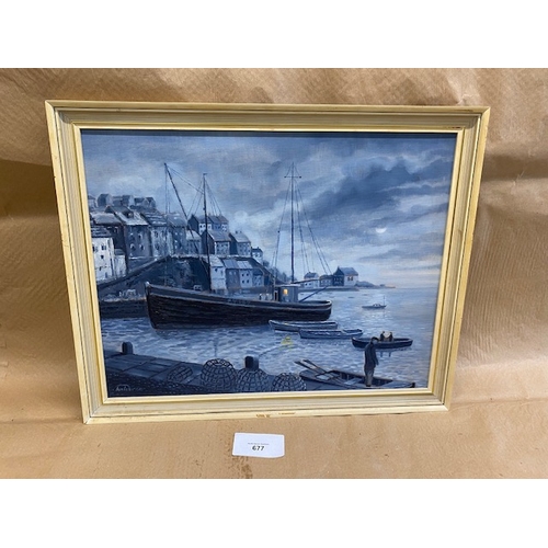 677 - ‘Moonlight Mevagissey’ by John Pearce - Section O11