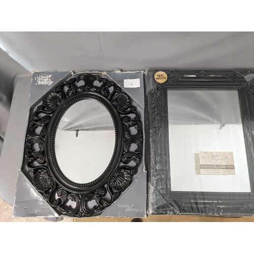 8 - 2 x Black framed Mirrors in their original boxes  - Viewing Section O30