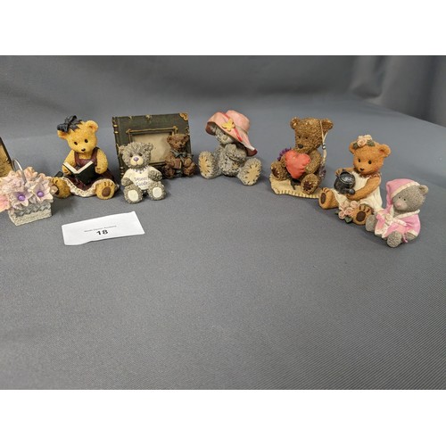 18 - 9 x Teddy Bear figurines (including 1 x popcorn 