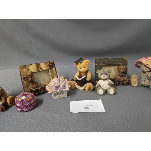 18 - 9 x Teddy Bear figurines (including 1 x popcorn 