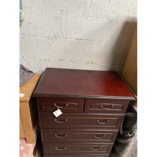 92 - Mahogany Chest with 5 drawers (the top drawer is partitioned into two) - Viewing Section S5