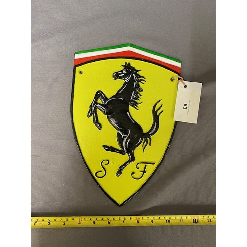 63 - Cast Iron Ferrari sign - Viewing Section O4