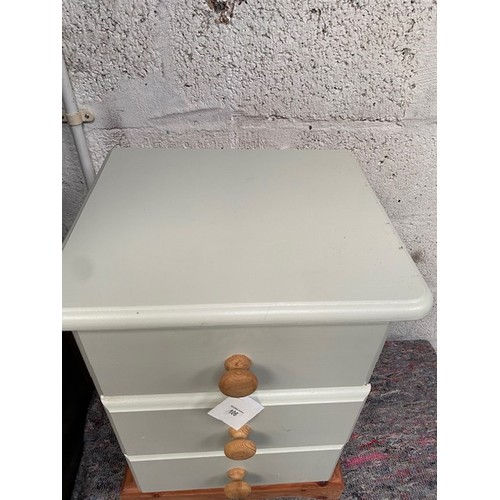 106 - 3 drawer painted pine bedside table  - Viewing Section S6