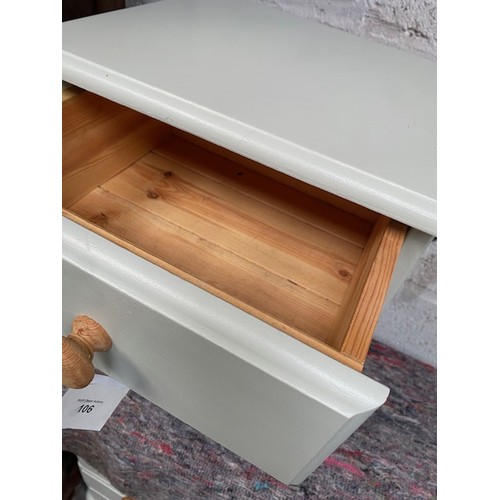 106 - 3 drawer painted pine bedside table  - Viewing Section S6