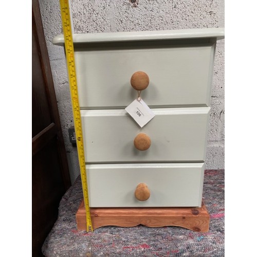 106 - 3 drawer painted pine bedside table  - Viewing Section S6