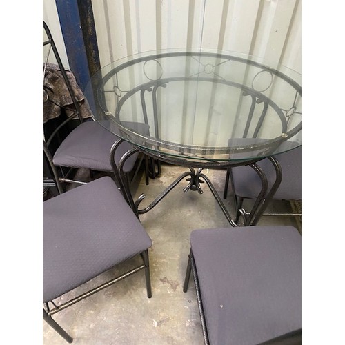 148 - Metal table with glass top & 4 x Chairs - Viewing Section S3