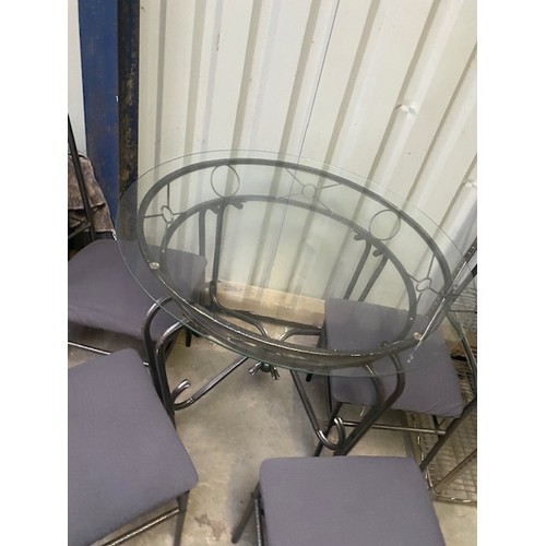 148 - Metal table with glass top & 4 x Chairs - Viewing Section S3