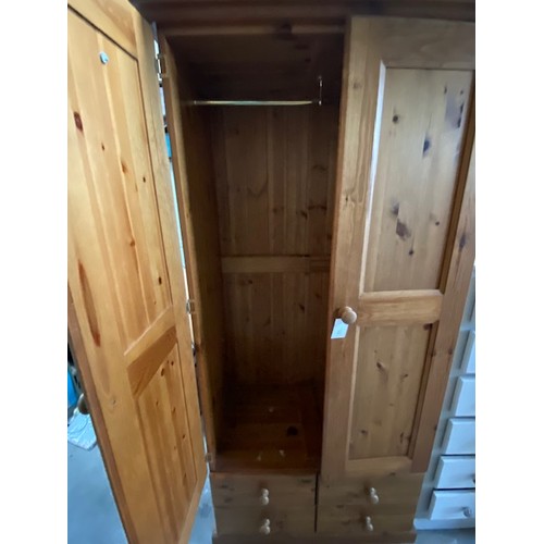 194 - Pine wardrobe with 4 x Drawers underneath - 194 H x 97 W x 55 D cm approx - Viewing Section S10