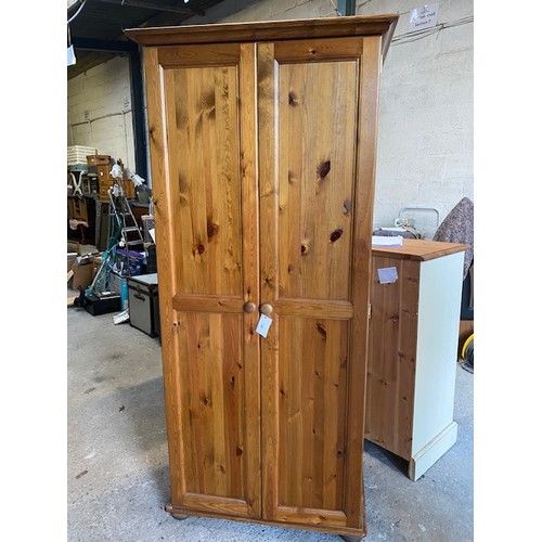 198 - Pine Double Wardrobe 184 x 86 x 55 cm approx - Viewing Section S9