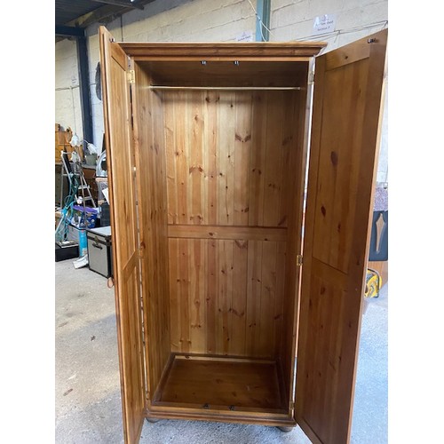 198 - Pine Double Wardrobe 184 x 86 x 55 cm approx - Viewing Section S9