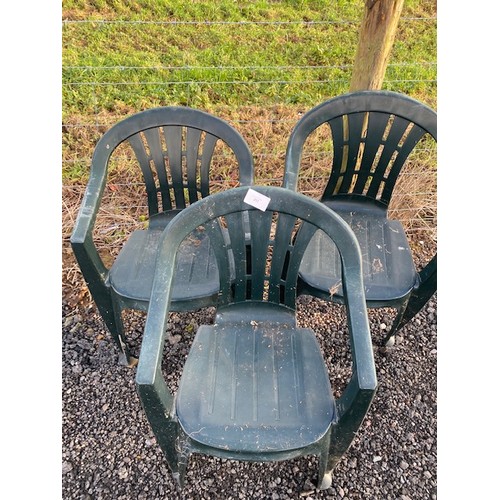 217 - 3 x Green Garden Chairs - Viewing Section OS