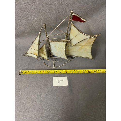 231 - Vintage Metal & Glass Boat Ornament - Viewing Section O2