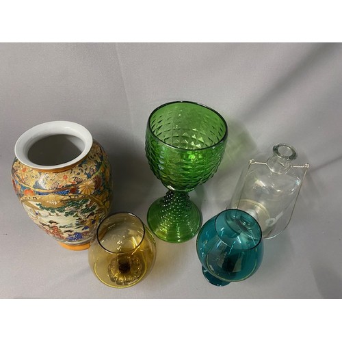 620 - 2 X Balloon Glass Vases, Large Green Goblet Vase,Glass Jug Tealight holder & Chinese Vase - Viewing ... 