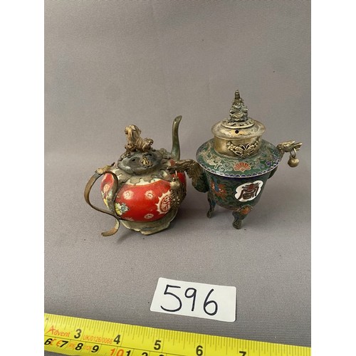 596 - Chinese Teapot & Incense Burner - Viewing Section O1