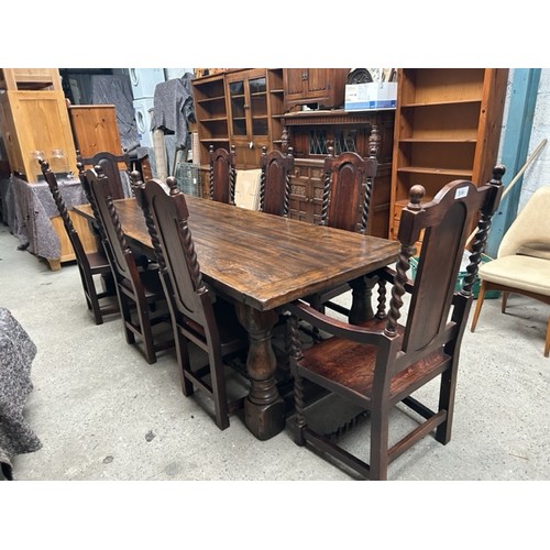 316 - Solid Oak Table with 2 x Carvers & 6 x chairs  - Viewing section S5