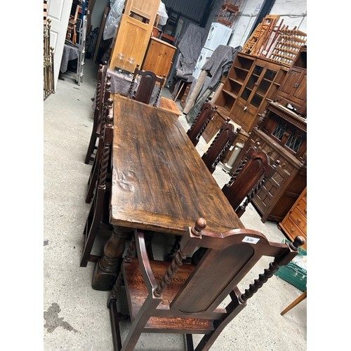 316 - Solid Oak Table with 2 x Carvers & 6 x chairs  - Viewing section S5