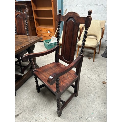 316 - Solid Oak Table with 2 x Carvers & 6 x chairs  - Viewing section S5