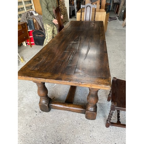 316 - Solid Oak Table with 2 x Carvers & 6 x chairs  - Viewing section S5