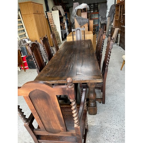 316 - Solid Oak Table with 2 x Carvers & 6 x chairs  - Viewing section S5